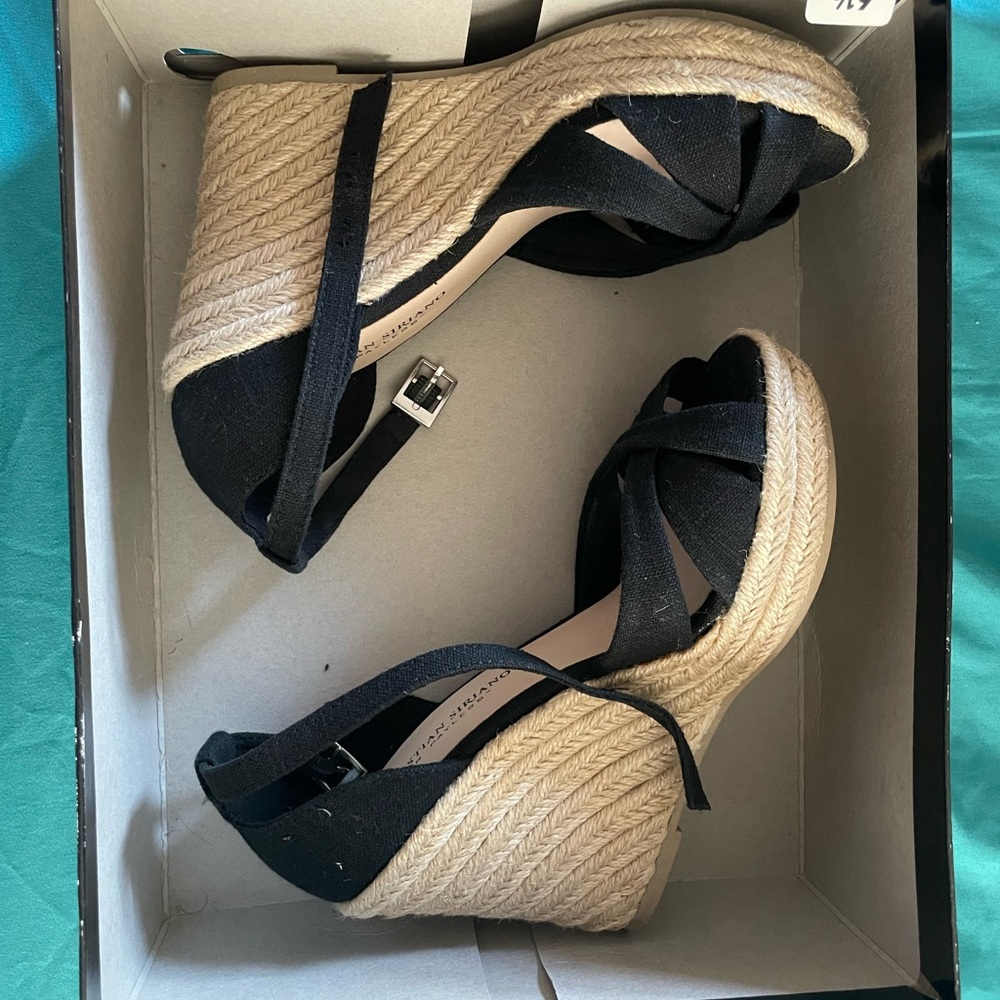 Black Wedge Sandals